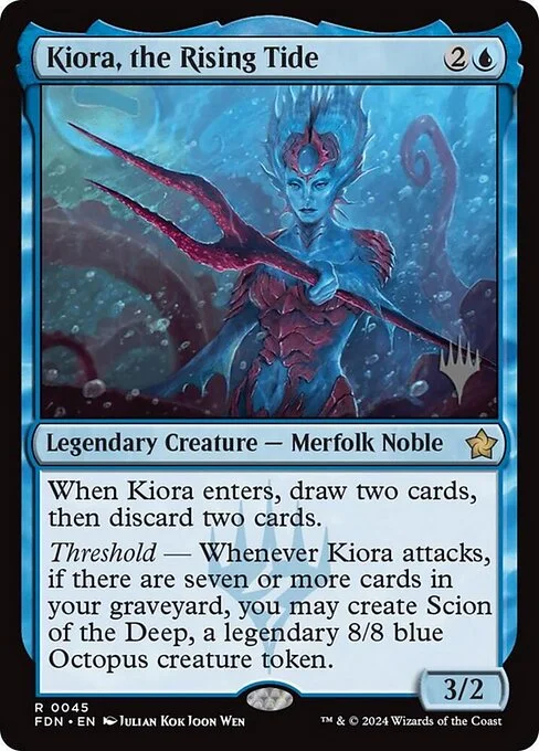 Kiora, the Rising Tide, carta Magic di tipo Legendary Creature — Merfolk Noble illustrata da Julian Kok Joon Wen