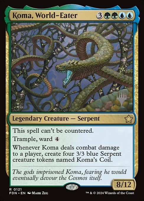 Koma, World-Eater, carta Magic di tipo Legendary Creature — Serpent illustrata da Mark Zug