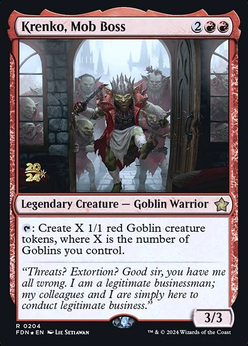 Krenko, Mob Boss, carta Magic di tipo Legendary Creature — Goblin Warrior illustrata da Lie Setiawan