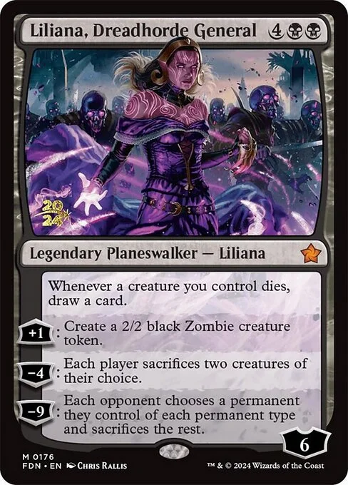 Liliana, Dreadhorde General, carta Magic di tipo Legendary Planeswalker — Liliana illustrata da Chris Rallis
