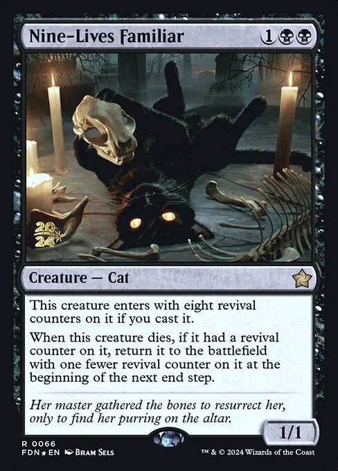 Nine-Lives Familiar, carta Magic di tipo Creature — Cat illustrata da Bram Sels