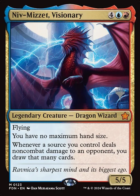 Niv-Mizzet, Visionary, carta Magic di tipo Legendary Creature — Dragon Wizard illustrata da Dan Murayama Scott