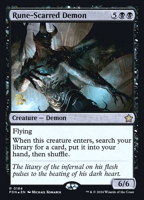Rune-Scarred Demon, carta Magic di tipo Creature — Demon illustrata da Michael Komarck