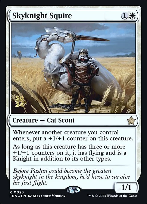 Skyknight Squire, carta Magic di tipo Creature — Cat Scout illustrata da Alexander Mokhov