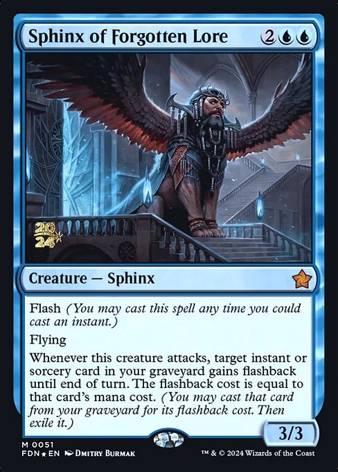 Sphinx of Forgotten Lore, carta Magic di tipo Creature — Sphinx illustrata da Dmitry Burmak