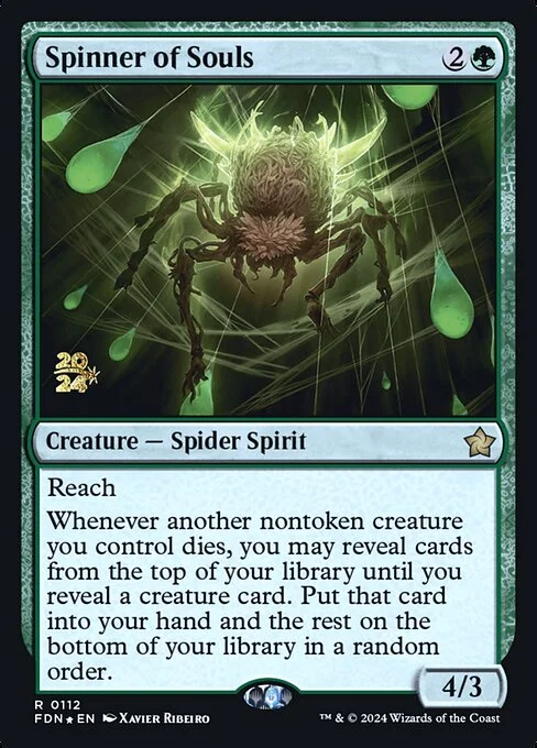 Spinner of Souls, carta Magic di tipo Creature — Spider Spirit illustrata da Xavier Ribeiro
