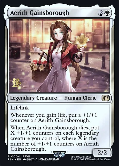 Aerith Gainsborough, carta Magic di tipo Legendary Creature — Human Cleric illustrata da Nakamura8