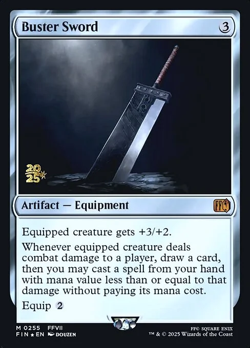 Buster Sword, carta Magic di tipo Artifact — Equipment illustrata da Douzen