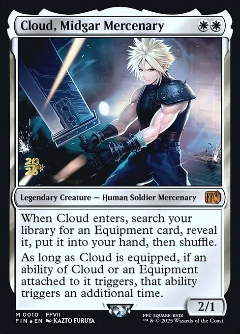 Cloud, Midgar Mercenary, carta Magic di tipo Legendary Creature — Human Soldier Mercenary illustrata da Kazto Furuya