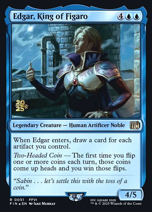 Edgar, King of Figaro, carta Magic di tipo Legendary Creature — Human Artificer Noble illustrata da Jake Murray