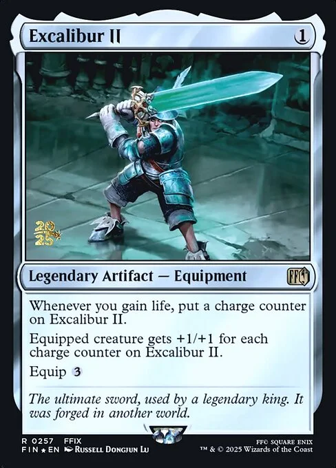 Excalibur II, carta Magic di tipo Legendary Artifact — Equipment illustrata da Russell Dongjun Lu