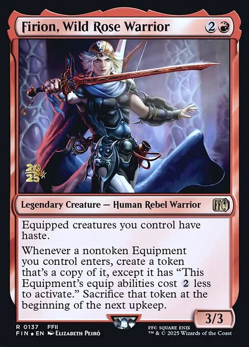 Firion, Wild Rose Warrior, carta Magic di tipo Legendary Creature — Human Rebel Warrior illustrata da Elizabeth Peiró