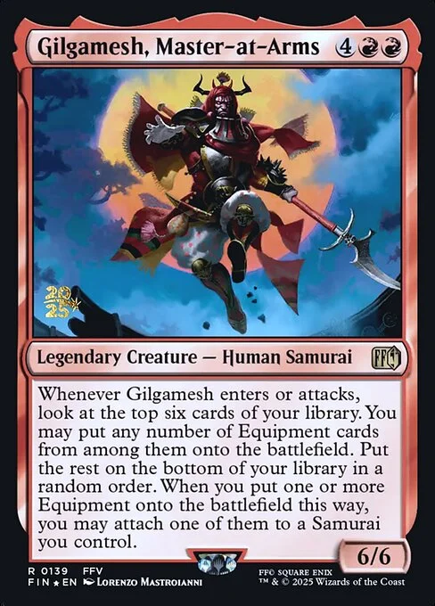 Gilgamesh, Master-at-Arms, carta Magic di tipo Legendary Creature — Human Samurai illustrata da Lorenzo Mastroianni