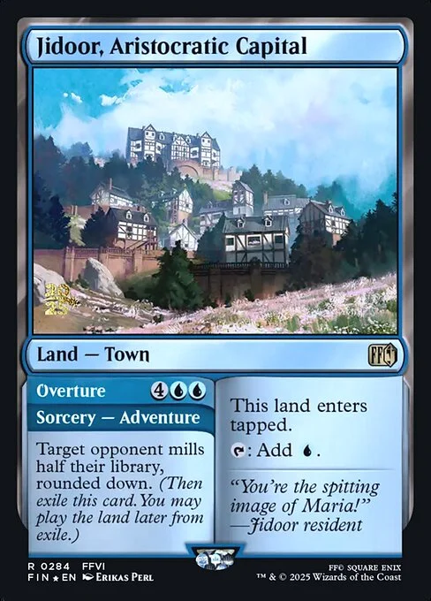 Jidoor, Aristocratic Capital // Overture, carta Magic di tipo Land — Town // Sorcery — Adventure illustrata da Erikas Perl