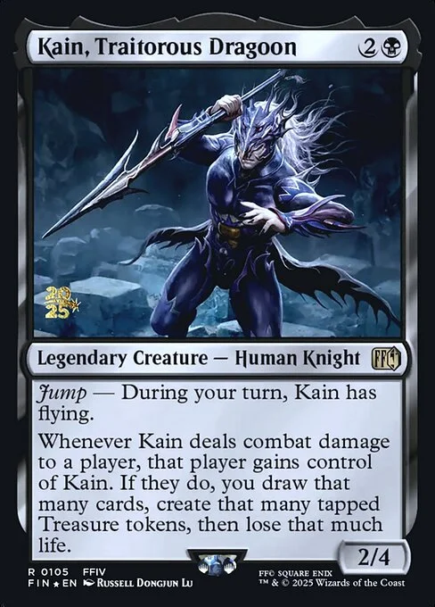 Kain, Traitorous Dragoon, carta Magic di tipo Legendary Creature — Human Knight illustrata da Russell Dongjun Lu
