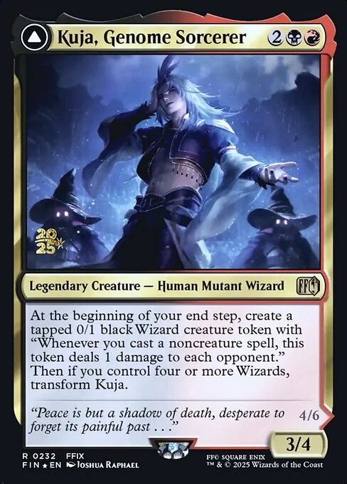 Kuja, Genome Sorcerer // Trance Kuja, Fate Defied, carta Magic di tipo Legendary Creature — Human Mutant Wizard // Legendary Creature — Avatar Wizard illustrata da Joshua Raphael
