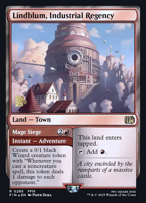 Lindblum, Industrial Regency // Mage Siege, carta Magic di tipo Land — Town // Instant — Adventure illustrata da Piotr Dura