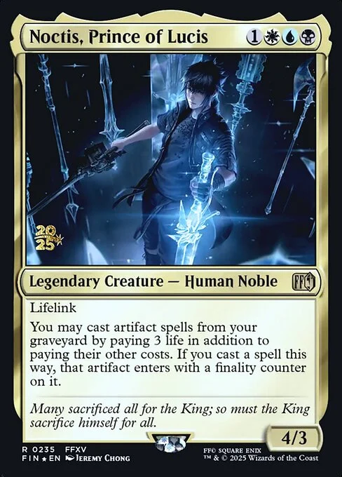 Noctis, Prince of Lucis, carta Magic di tipo Legendary Creature — Human Noble illustrata da Jeremy Chong