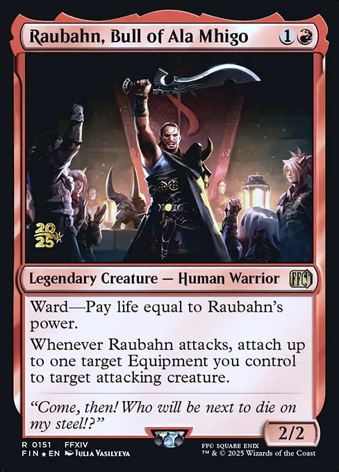 Raubahn, Bull of Ala Mhigo, carta Magic di tipo Legendary Creature — Human Warrior illustrata da Julia Vasilyeva