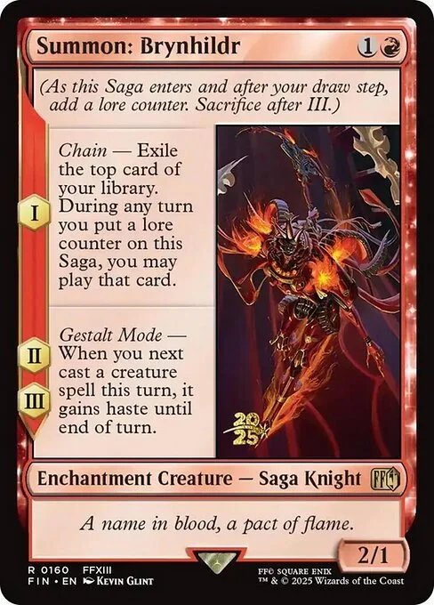 Summon: Brynhildr, carta Magic di tipo Enchantment Creature — Saga Knight illustrata da Kevin Glint