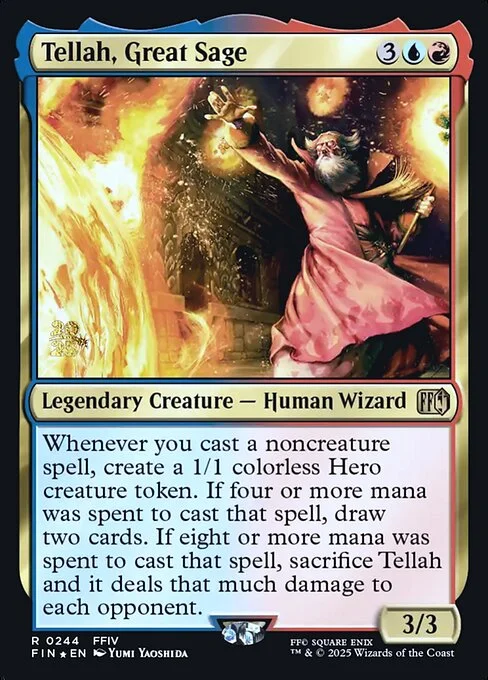 Tellah, Great Sage, carta Magic di tipo Legendary Creature — Human Wizard illustrata da Yumi Yaoshida