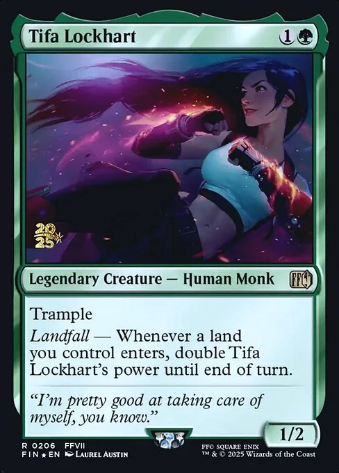 Tifa Lockhart, carta Magic di tipo Legendary Creature — Human Monk illustrata da Laurel Austin