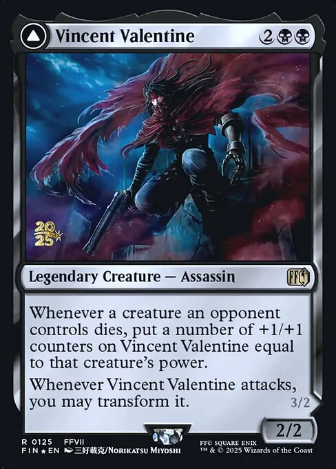 Vincent Valentine // Galian Beast, carta Magic di tipo Legendary Creature — Assassin // Legendary Creature — Werewolf Beast illustrata da Norikatsu Miyoshi