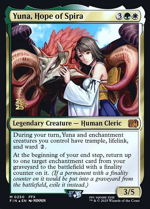 Yuna, Hope of Spira, carta Magic di tipo Legendary Creature — Human Cleric illustrata da NINNIN