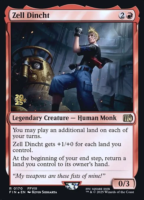 Zell Dincht, carta Magic di tipo Legendary Creature — Human Monk illustrata da Kevin Sidharta