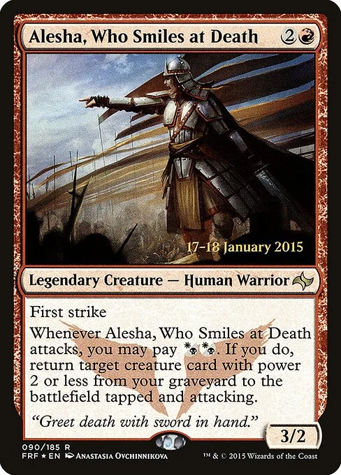 Alesha, Who Smiles at Death, carta Magic di tipo Legendary Creature — Human Warrior illustrata da Anastasia Ovchinnikova