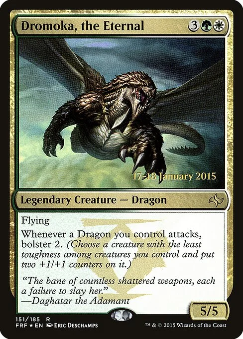 Dromoka, the Eternal, carta Magic di tipo Legendary Creature — Dragon illustrata da Eric Deschamps