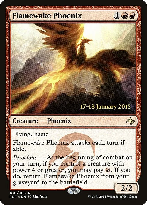 Flamewake Phoenix, carta Magic di tipo Creature — Phoenix illustrata da Min Yum