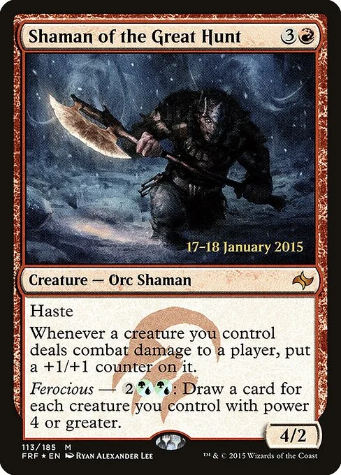 Shaman of the Great Hunt, carta Magic di tipo Creature — Orc Shaman illustrata da Ryan Alexander Lee
