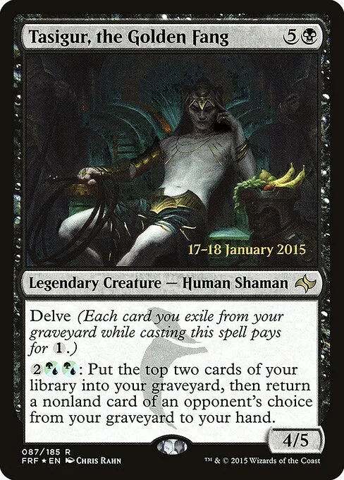 Tasigur, the Golden Fang, carta Magic di tipo Legendary Creature — Human Shaman illustrata da Chris Rahn