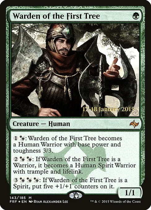 Warden of the First Tree, carta Magic di tipo Creature — Human illustrata da Ryan Alexander Lee