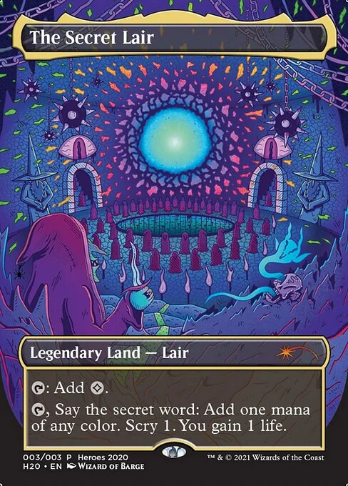 The Secret Lair, carta Magic di tipo Legendary Land — Lair illustrata da Wizard of Barge
