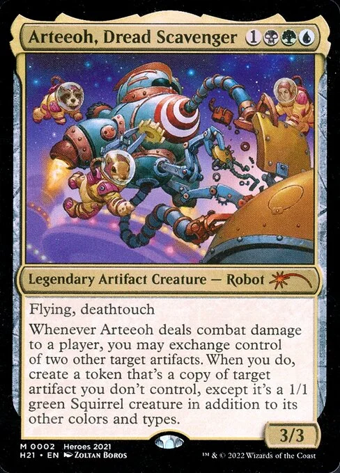 Arteeoh, Dread Scavenger, carta Magic di tipo Legendary Artifact Creature — Robot illustrata da Zoltan Boros