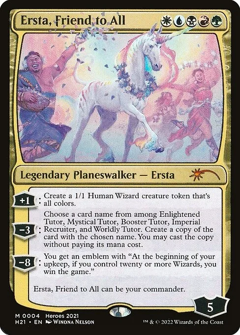 Ersta, Friend to All, carta Magic di tipo Legendary Planeswalker — Ersta illustrata da Winona Nelson