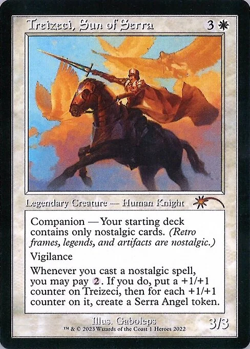 Treizeci, Sun of Serra, carta Magic di tipo Legendary Creature — Human Knight illustrata da Gaboleps