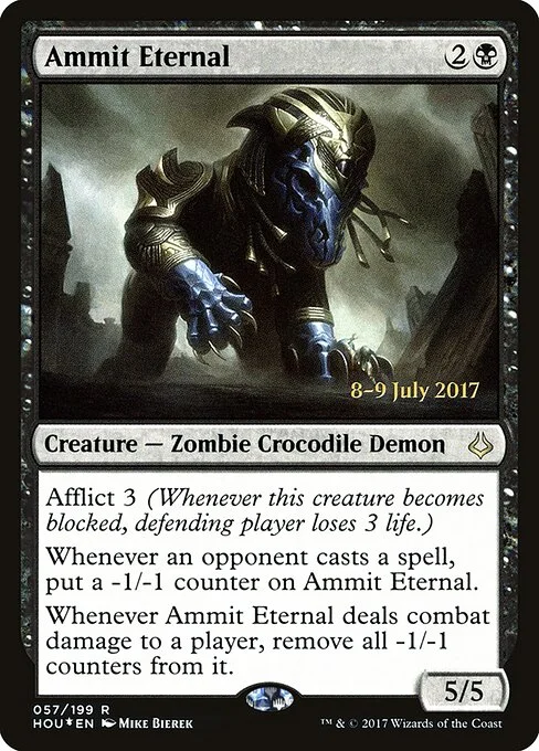 Ammit Eternal, carta Magic di tipo Creature — Zombie Crocodile Demon illustrata da Mike Bierek