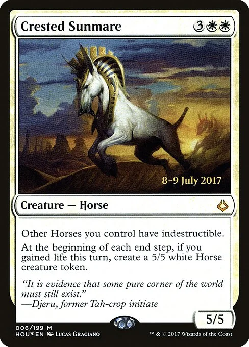 Crested Sunmare, carta Magic di tipo Creature — Horse illustrata da Lucas Graciano