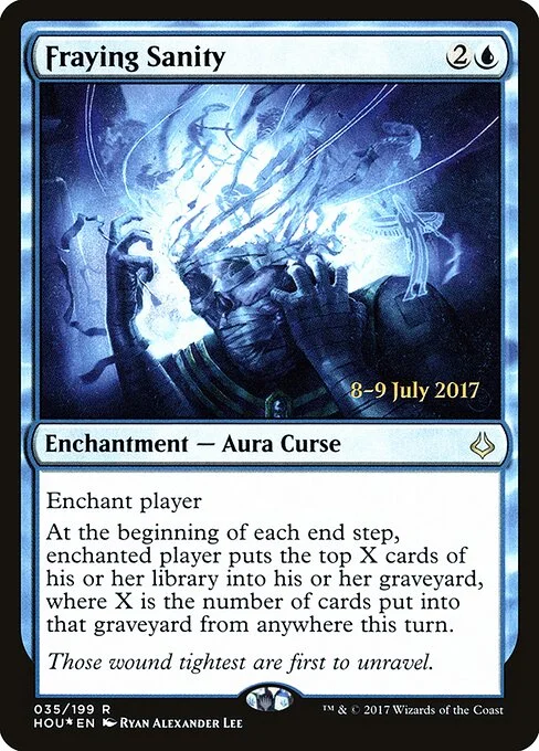 Fraying Sanity, carta Magic di tipo Enchantment — Aura Curse illustrata da Ryan Alexander Lee