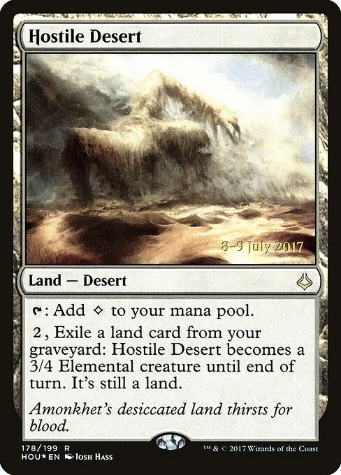 Hostile Desert, carta Magic di tipo Land — Desert illustrata da Josh Hass