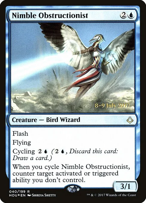 Nimble Obstructionist, carta Magic di tipo Creature — Bird Wizard illustrata da Shreya Shetty