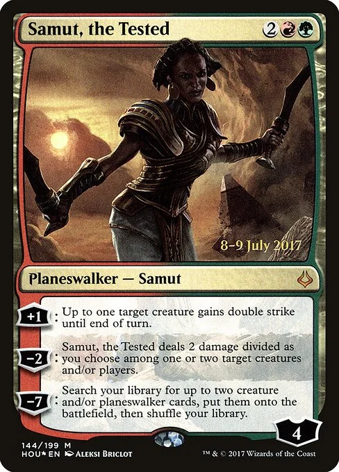 Samut, the Tested, carta Magic di tipo Legendary Planeswalker — Samut illustrata da Aleksi Briclot