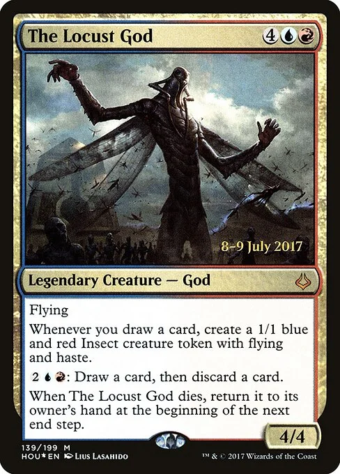 The Locust God, carta Magic di tipo Legendary Creature — God illustrata da Lius Lasahido