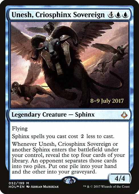 Unesh, Criosphinx Sovereign, carta Magic di tipo Legendary Creature — Sphinx illustrata da Adrian Majkrzak