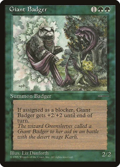 Giant Badger, carta Magic di tipo Creature — Badger illustrata da Liz Danforth