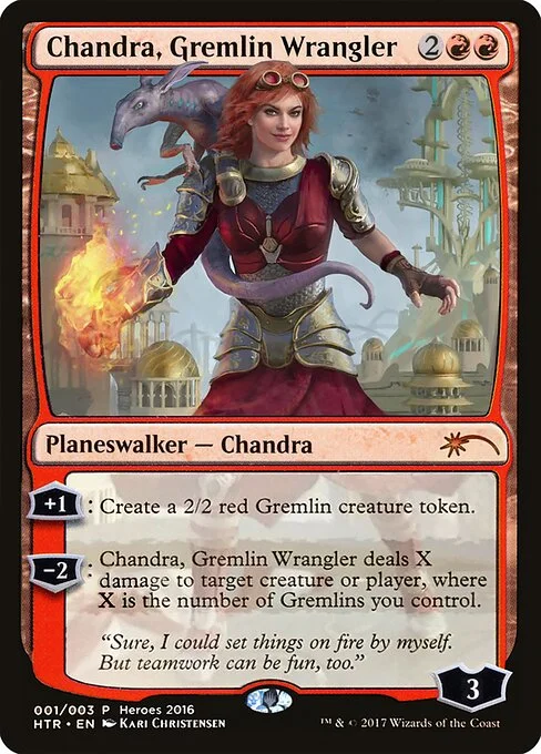 Chandra, Gremlin Wrangler, carta Magic di tipo Legendary Planeswalker — Chandra illustrata da Kari Christensen