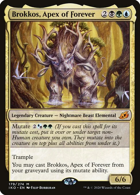 Brokkos, Apex of Forever, carta Magic di tipo Legendary Creature — Nightmare Beast Elemental illustrata da Filip Burburan
